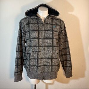 Hurley Boys Full Zippered Hoodie faux sherpa plaid (with flaw) Large L 14 16